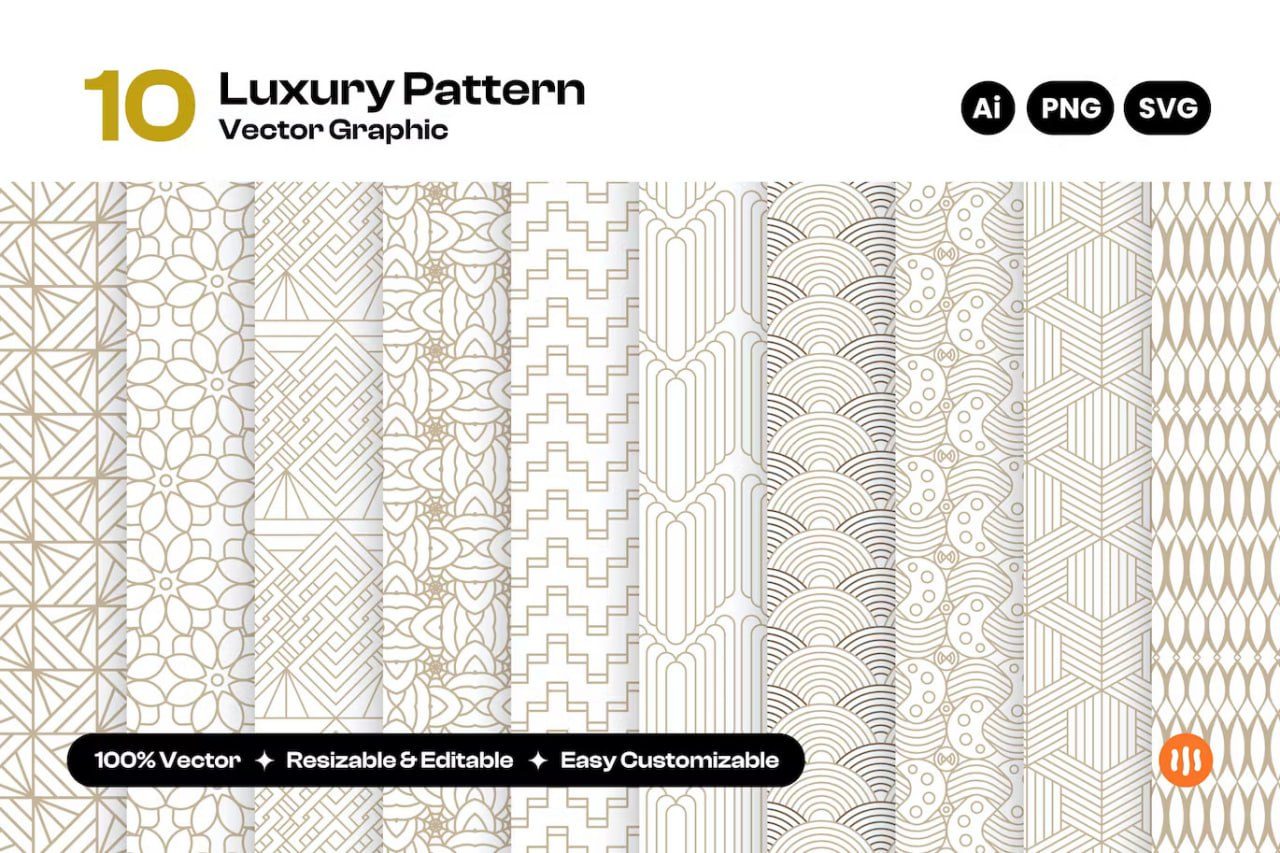 Vector geometric abstract luxury pattern set preview