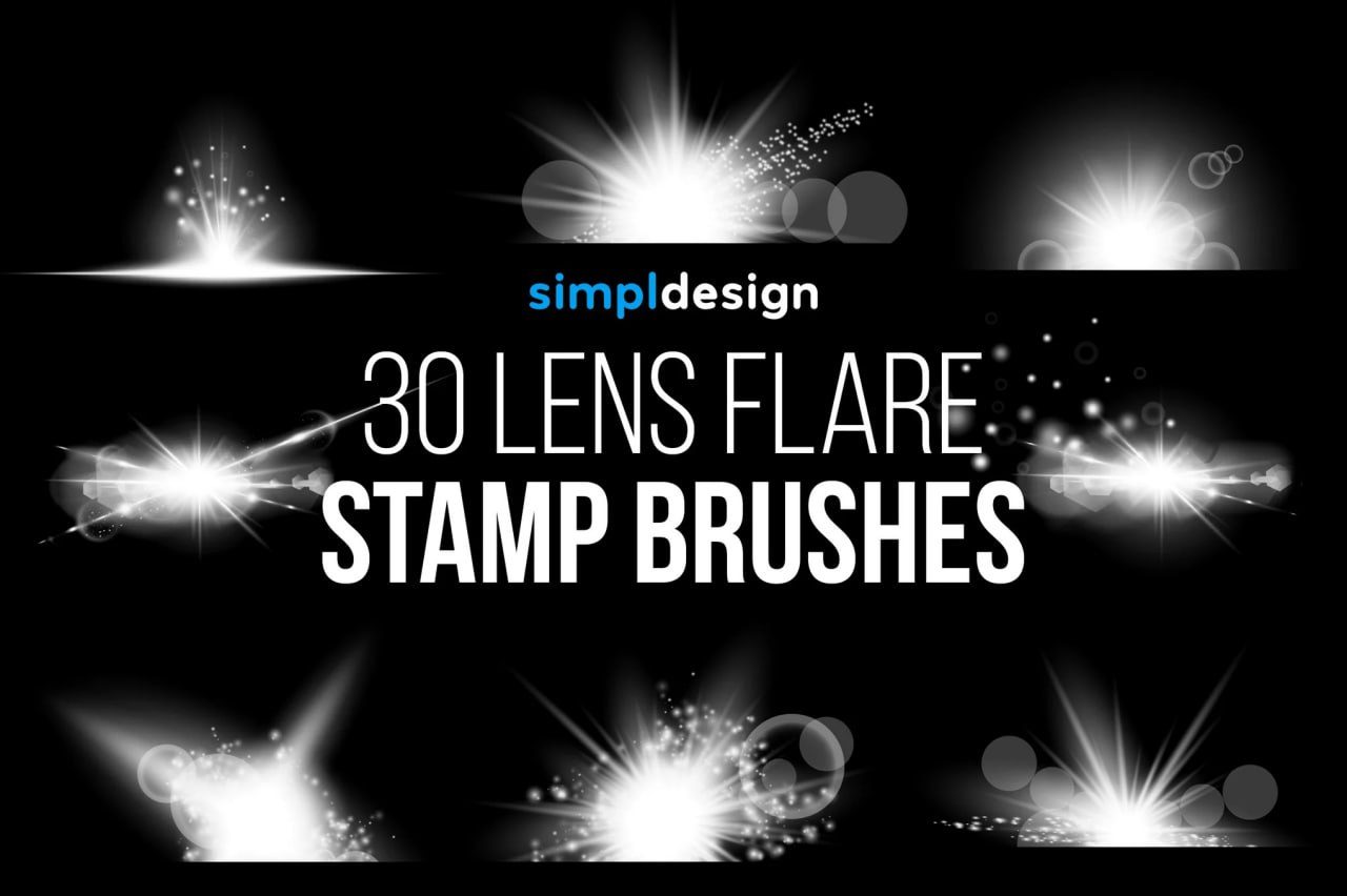 30 Stamp Lens Flare Photoshop Brushes preview