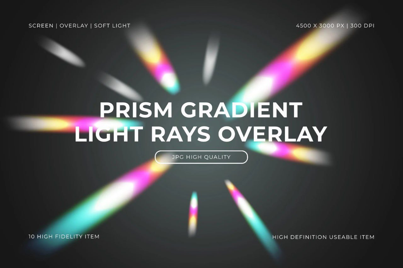 10 Prism Gradient Light Rays Overlay preview