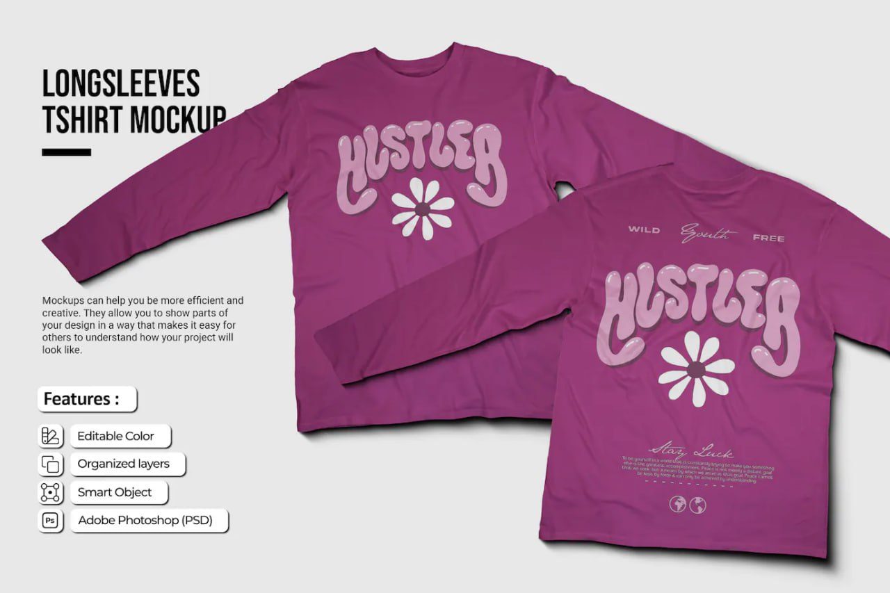 Pink longsleeves-tshirt-mockup preview