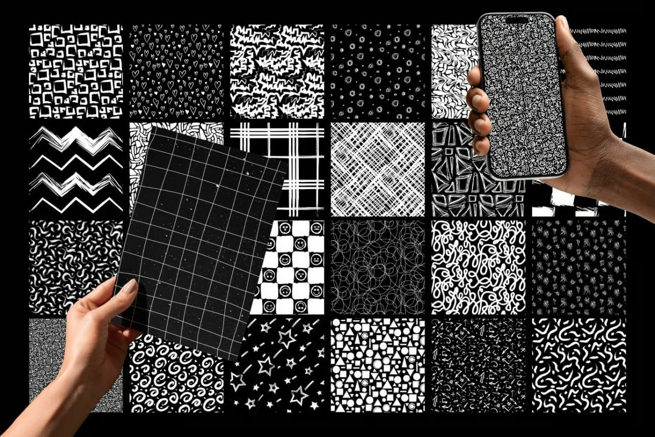 Grunge Monochrome Seamless Patterns preview