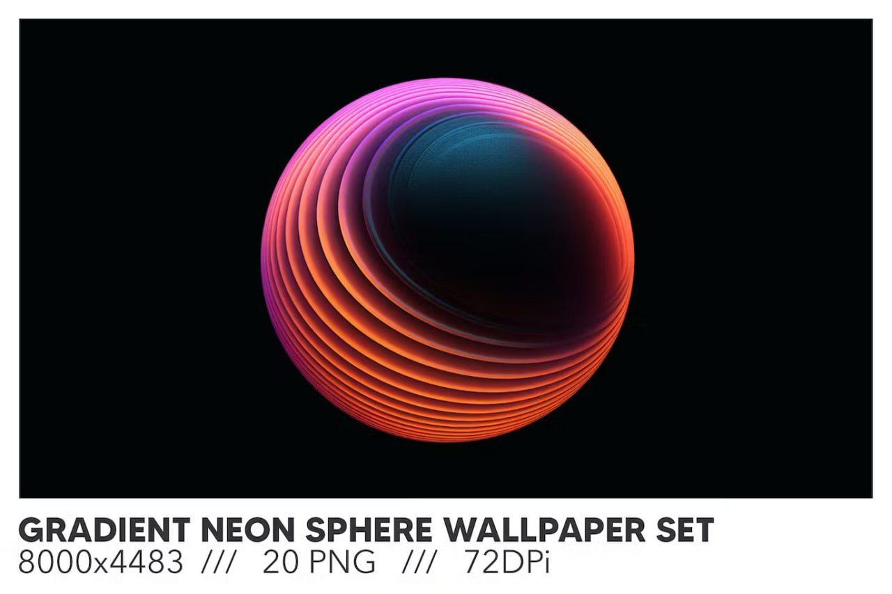 Gradient Neon Sphere Wallpaper Set preview