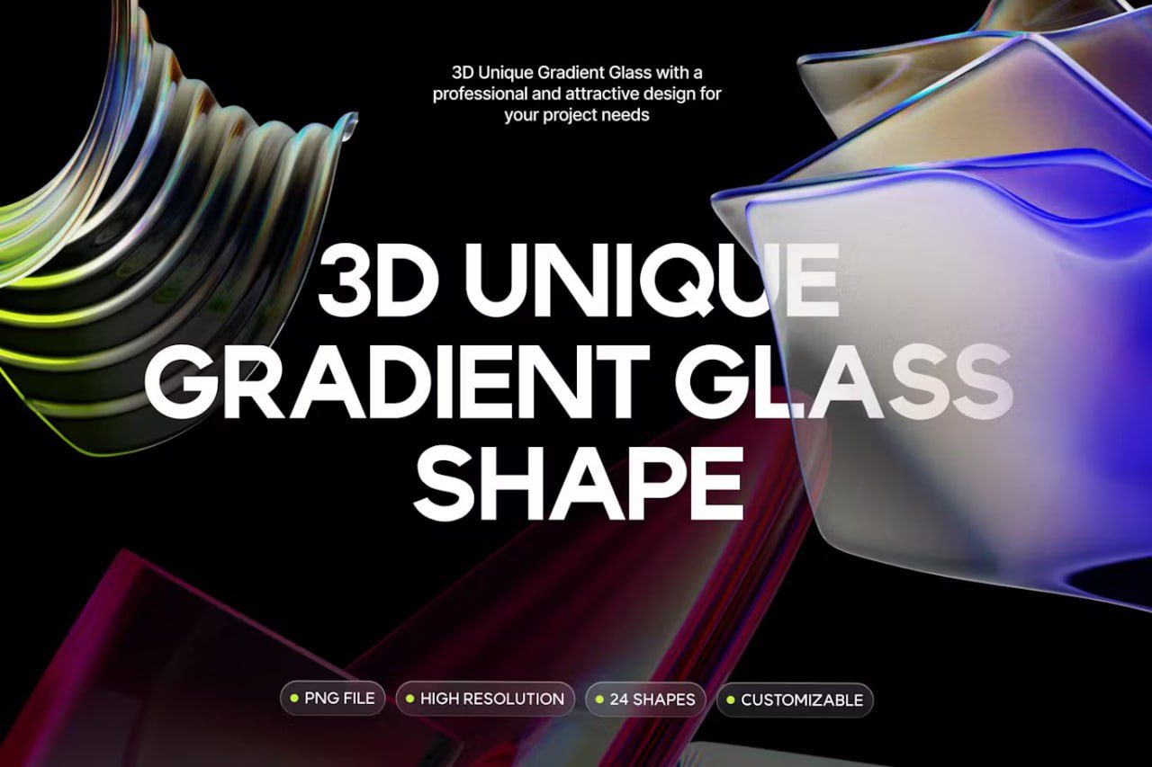 3D Unique Gradient Glass Shape preview