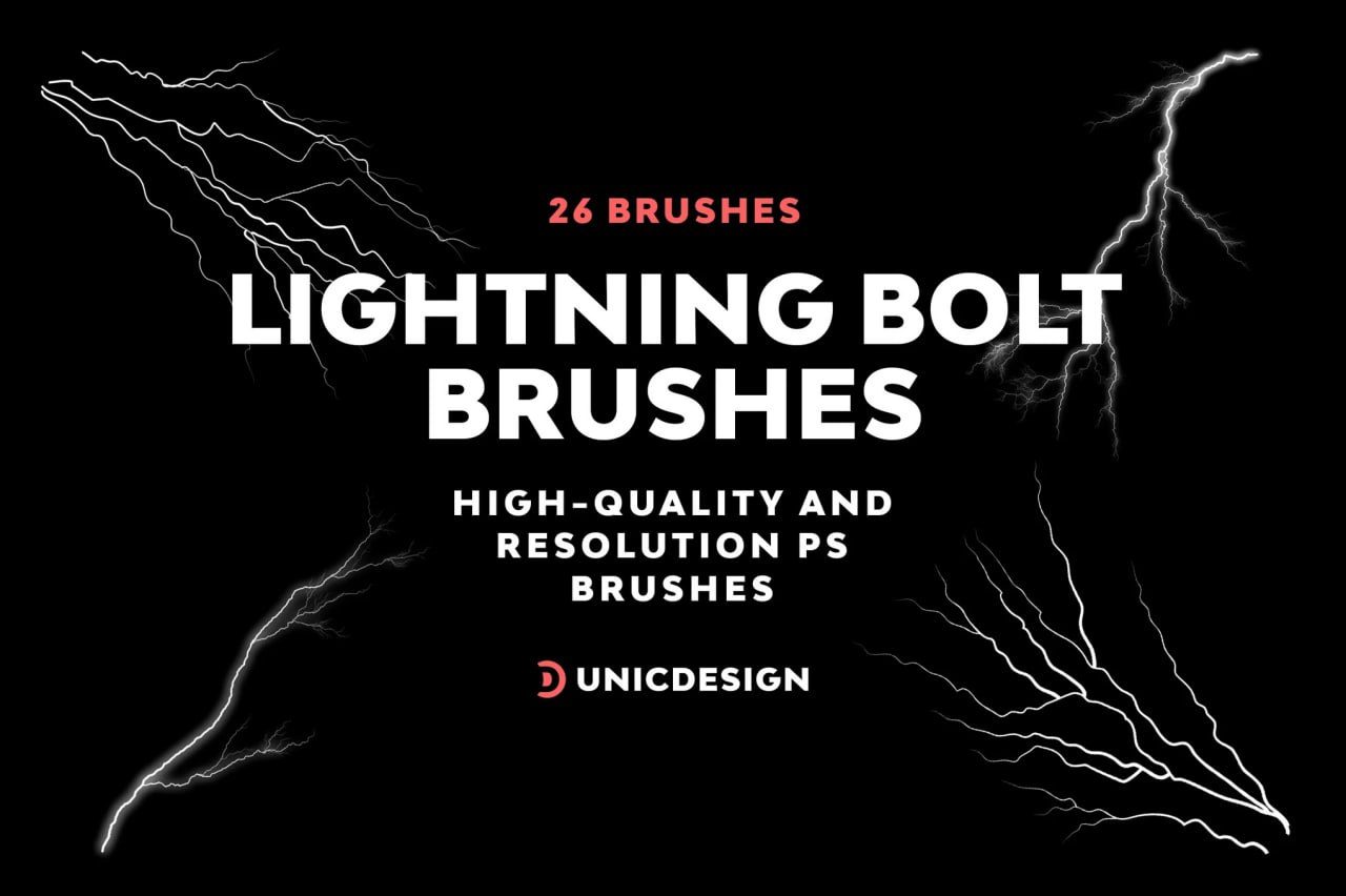 26 Lightning Bolt Photoshop Brushes preview