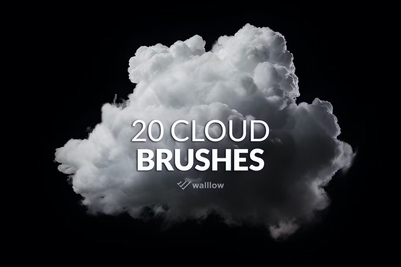 20 Realistic clouds photoshop brushes preview