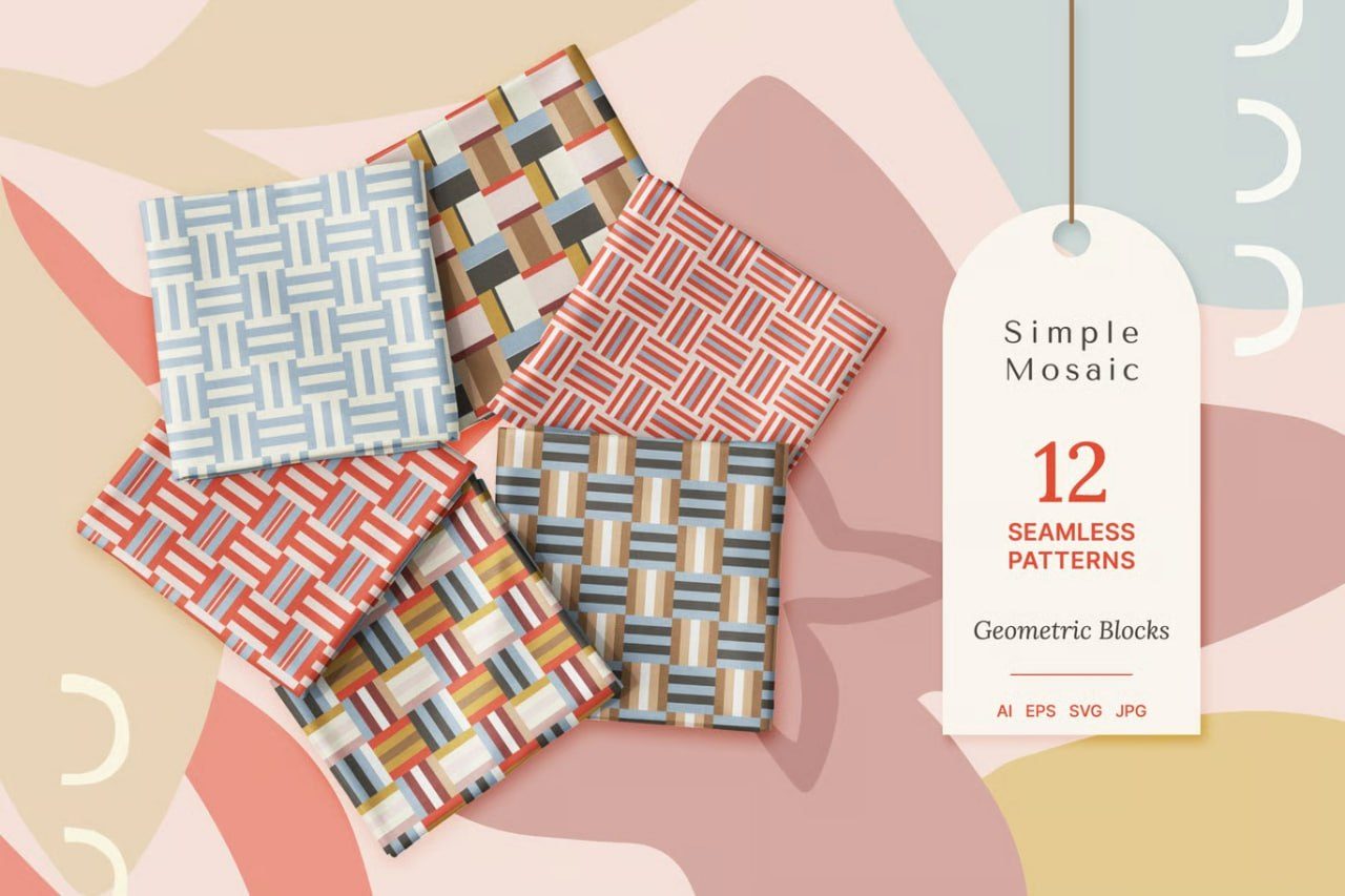 12 Geometric Block Seamless Patterns