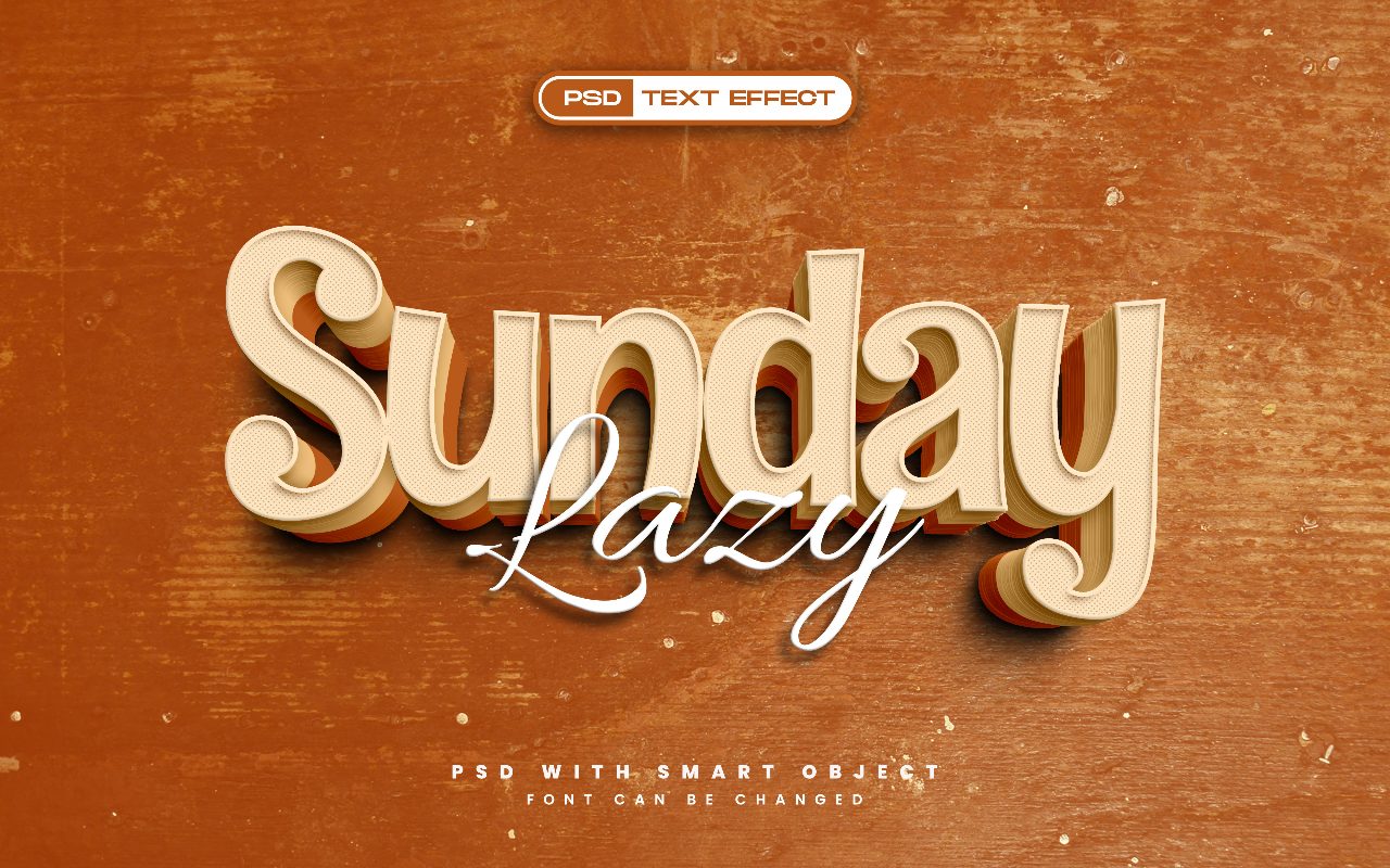 sunday-lazy-3d-retro-style-text-effect